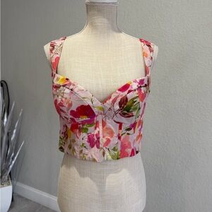 Yuki Kim Floral Structured Cropped Tank